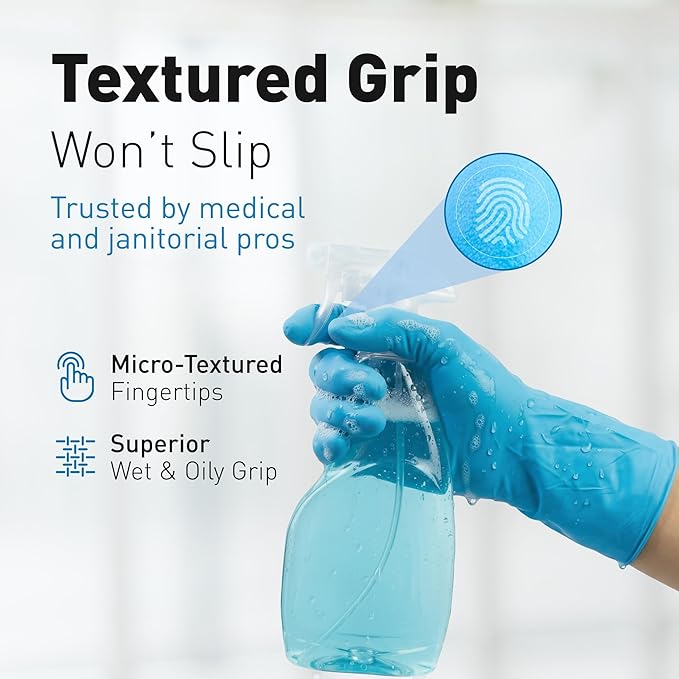 Raxwell Disposable Nitrile Gloves - Heavy Duty Cleaning Gloves - Elbow-Length Dishwashing & Kitchen Use - Chemical Resistant