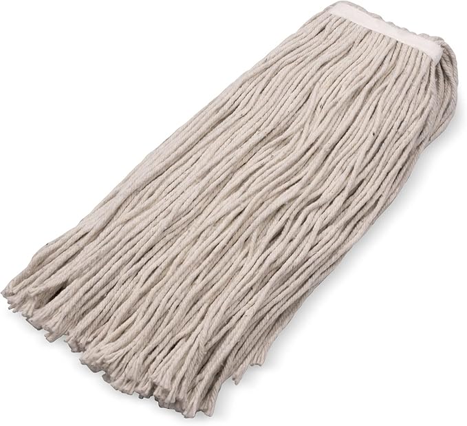SPARTA Flo-Pac Cotton Mop Head, Cut-End, Narrow Band with White Band for Organized Cleaning, 40 Inches, Tan, (Pack of 12)