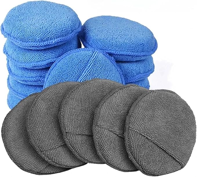 10Pcs Car Detailing Applicator Pads Car Care Waxing Polishing Sponge Soft Microfiber Round Bag Foam Sponge Car Cleaning Tools(1pcs Grey)