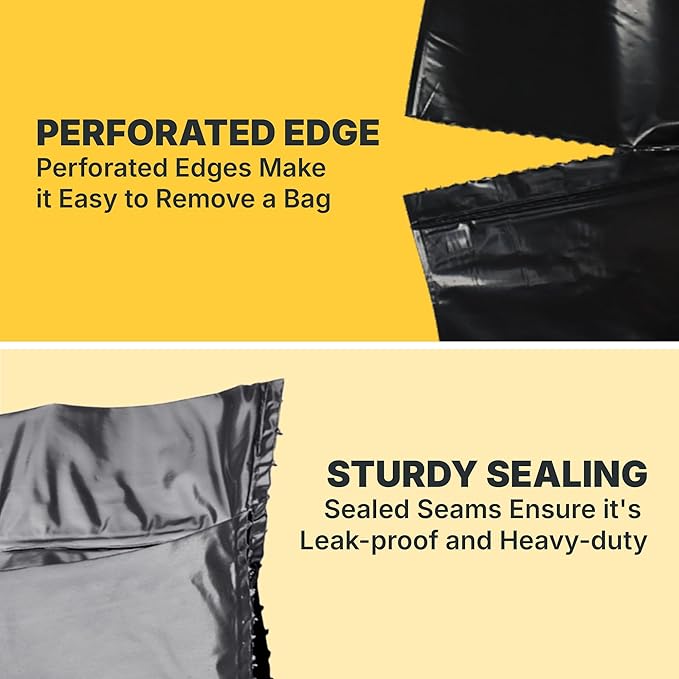 Bagtron 55-60 Gallon Trash Bags, 50 Micron Heavy Duty Pure LDPE Garbage Can Liners, 36" x 58" Large, Black, 50 Count