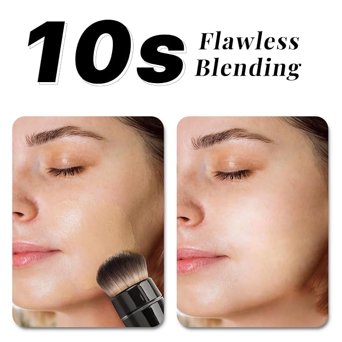 360° Electric Rotating Auto Makeup Brush with 2 Replaceable Brush Heads, Blending For Liquid Foundation, 2 Adjustable Speeds, Fast and Smart Electric Makeup Application, Time-Saving, Gifts For Women