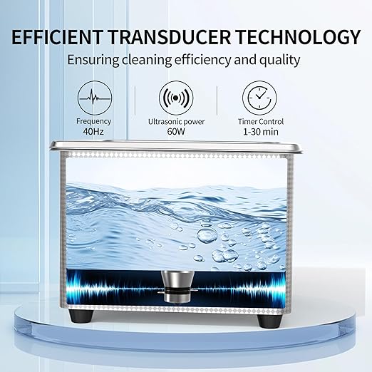 Granbo Ultrasonic Cleaner 1.3L Jewelry Cleaning Ultrasonic Machine 40kHz with Digital Timer and Degassing,110V Digital Ultrasonic Parts Cleaner for Denture Dental Oral Irrigator Parts Glasses
