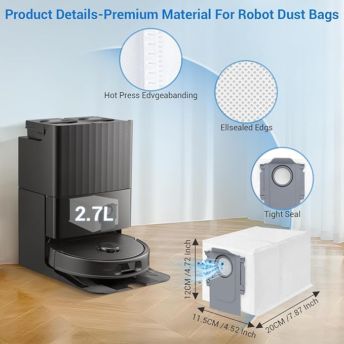 QV 35A Replacement Parts for Roborock QV 35A QV 35S QR 598 QR 798 Robotic Vacuum Cleaner with 1 Roller Brush,4 Mops,4 HEAP,4 Side Brushes,6 Dust Bags,1 Screwdrivers,1 Clean Brush Accessories