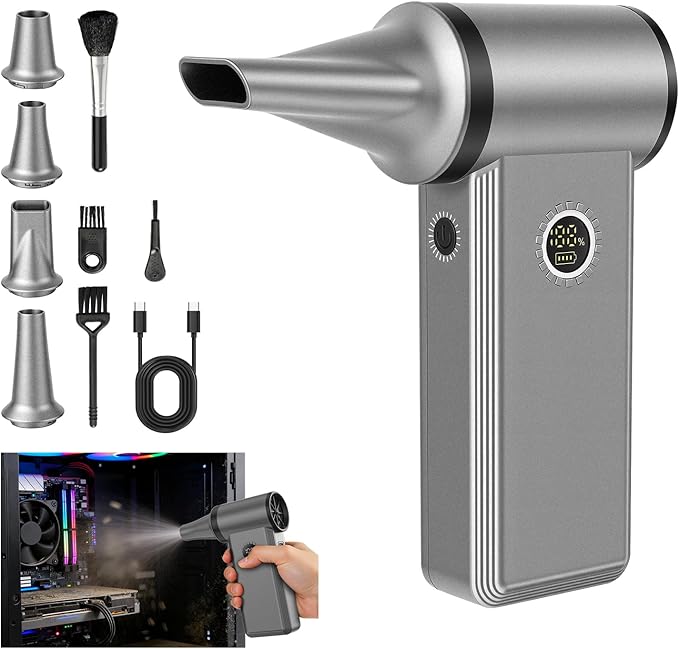 Superpower Electric Air Duster-180000RPM Brushless Cordless Air Duster, 8000mAH, 45W Fast Charge, 4-Speeds, Fastest Charging Mini Dust Blower for PC, Keyboard, Car, Golf, Outdoor, and House