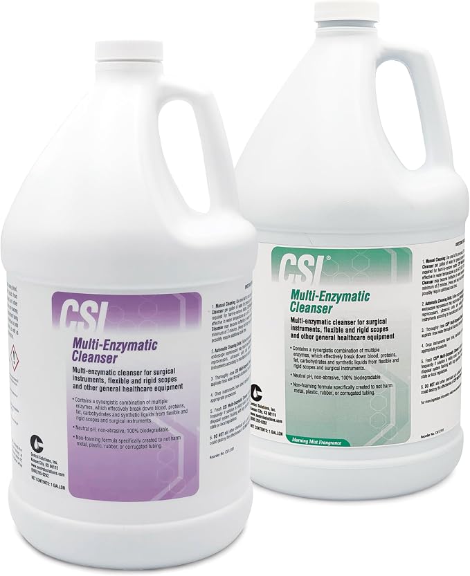 CSI Central Solutions Multi Enzymatic Cleanser - Hospital Grade Medical Instrument Cleaner for Presoak and Manual Processing, 1 Gal - Morning Mist