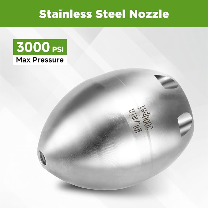 Sewer Jetter Nozzle for Pressure Washer, 3/8" NPT Internal Thread Strong Shot Jetter Head, Stainless Steel Power Washer Drain Jetter Cleaner, 3000 PSI