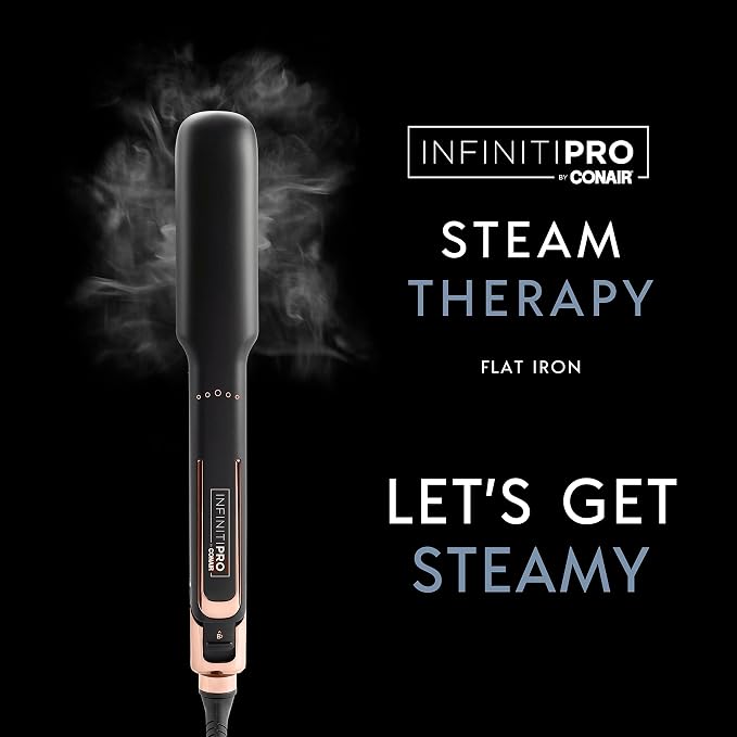 INFINITIPRO by CONAIR Steam Therapy Flat Iron, 1 1/2-inch Hair Straightener