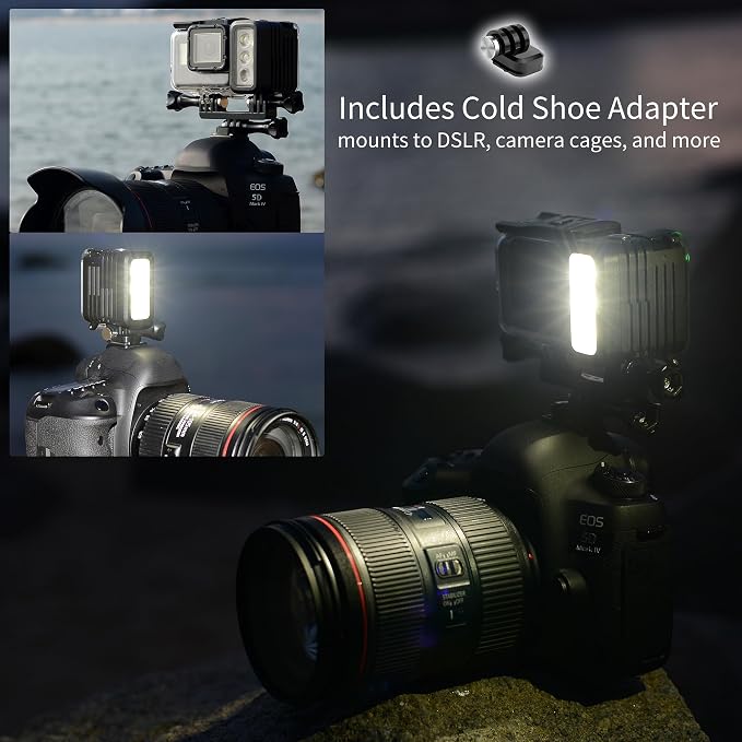 SOONSUN Rechargeable Diving Light - 450 Lumens High Power LED Video Light, Waterproof 164ft, Dimmable Underwater Fill Light for GoPro Hero 13/12/11/10/9/8/7/6/5/4/3+/3, DJI Osmo Action 4 5 Pro Camera