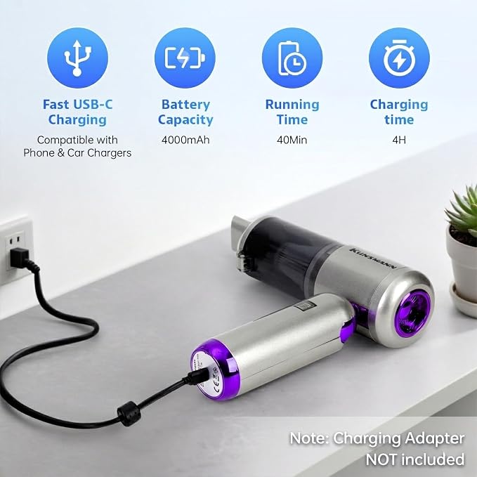 Bug Vacuum Catcher, Mini Handheld Car Vacuum Portable Cordless, 180° Foldable, 17KPa Powerful Suction, Rechargeable Cleaner for Insects, Spiders, Home, Travel & Garden, AeroVac Car Vacuum V15 Pro