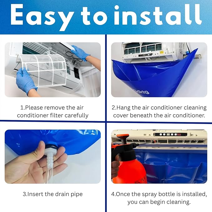 Mini Split Cleaning Kit Bag, Waterproof Ac Cleaning Kit with 2L Pressure Sprayer, Reusable Air Conditioner Cleaning Kit, Minisplit Cleaning Kit for HVAC, Large (for Systems 38in - 48in)