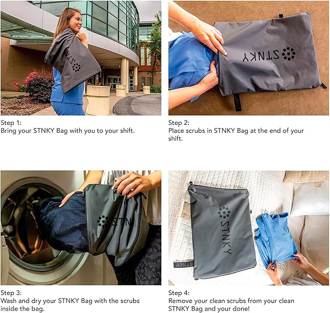 STNKY Bag Pro - Laundry Bags With Zips, Handles and Internal Mesh Bag for Travel, Yoga, Healthcare, Gym Kit, Laundry (Standard, Grey)