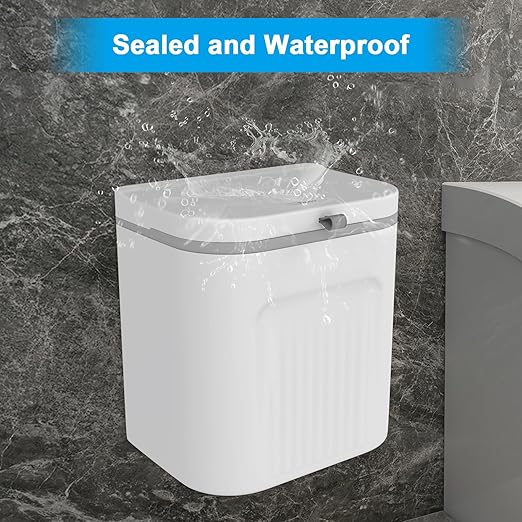 Naisu 3 Pack 1.12 Gallon Kitchen Garbage Bin for Counter Top or Under Sink, Stick on the Wall，Hanging Small Trash Can with lid for Cupboard/Bathroom/Bedroom/Office(White)