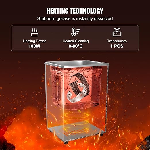 2.5L Ultrasonic Cleaner with Heater & Digital Timer 40KHz Stainless Steel Ultrasonic Jewelry Cleaner for Glasses Dentures Watches Parts Tools Carburetor & Circuit Board - CE/FCC/RoHS Certified