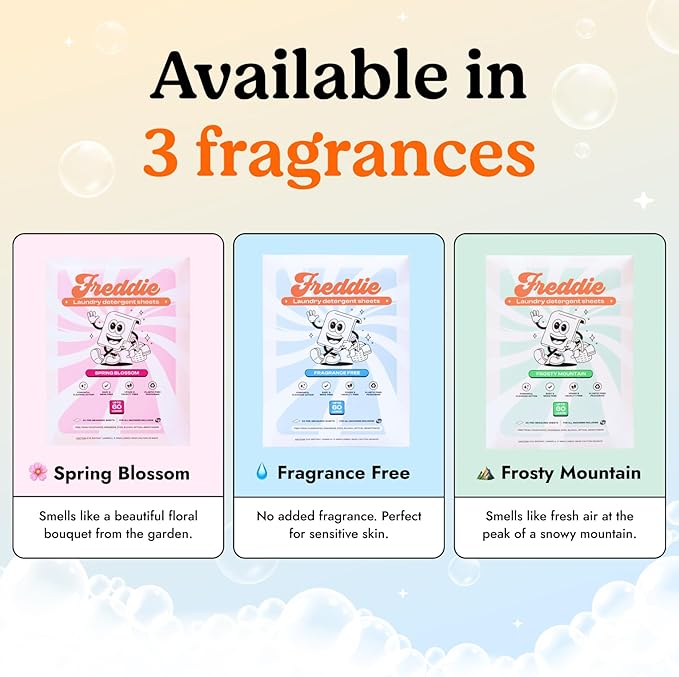 Freddie Laundry & Dishwasher 3x Bundle: 3 Pack of Fragrance Free Laundry Sheeets plus 1 pack each of Dishwashing Sheets