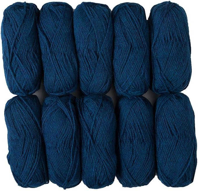 Knit Picks Wool of The Andes Worsted Weight Blue Multipack 100% Wool Yarn (10 Balls - Sapphire Heather)