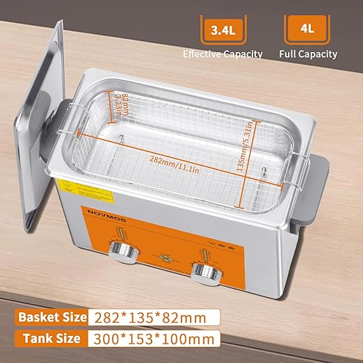 Ultrasonic Cleaner,4L 120W Professional Ultrasonic Eyeglasses Cleaner with Encoded Control for Jewelry,Eyeglasses,Coins,Chains Cleaning (Including Baskets)