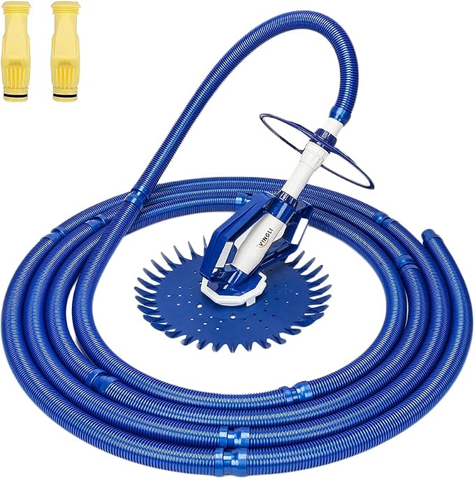 VINGLI Swimming Pool Vacuum Cleaner Automatic Sweeper, Automatic Suction Vacuum with Ten Hoses and Two Yellow Diaphragms, Blue
