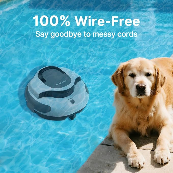 AquaGuard SE III Cordless Robotic Pool Cleaner Pool Vacuum Self-Parking for Pool up to 1000 Sq.Ft Above Ground Pool Vacuum, Dual 30W Motors, 100min Runtime,Ideal for Above-Ground Pools (White)