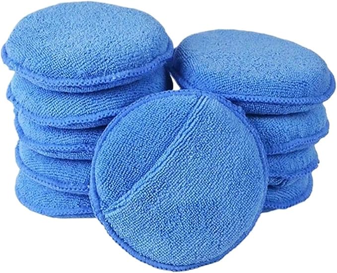 Compatible for 5/10Pcs Car Detailing Applicator Pads Wax Polish Microfiber Round Foam Sponges Soft Cleaning Tools(Blue 10Pcs)