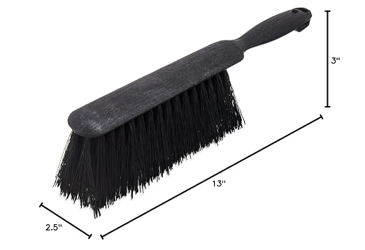 SPARTA Flo-Pac Bench Brush, Small Counter Broom with Handle for Cleaning Smooth Surfaces, 8", 1 Count, Black