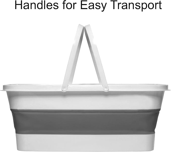 Eurow 13.5L (3.5 Gallon) Collapsible Portable Basket Bucket for Indoor & Outdoor Use, Space-Saving Design, Durable with Sturdy Handle for Kitchen, Laundry, Camping, Fishing, BBQ