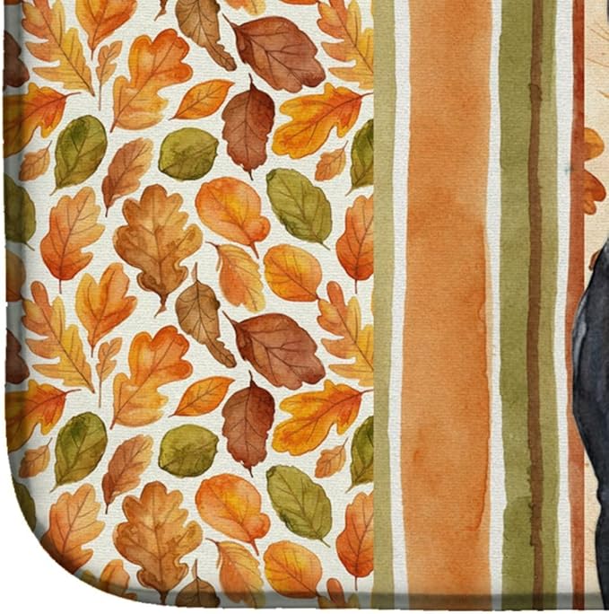 Caroline's Treasures Black American Staffordshire Terrier Heirloom Fall Dish Drying Mat Absorbent Dish Drying Mat Pad for Kitchen Counter Dish Drainer Mat for Countertop, 14 x 21", Multicolor