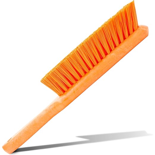 SPARTA 8 Inch Soft Counter Brush with Polyester Bristles and 5 Inch Handle, Color Coded Handheld Broom for Tables Countertops and Foodservice Surfaces, 13 Inch Overall Length, Orange