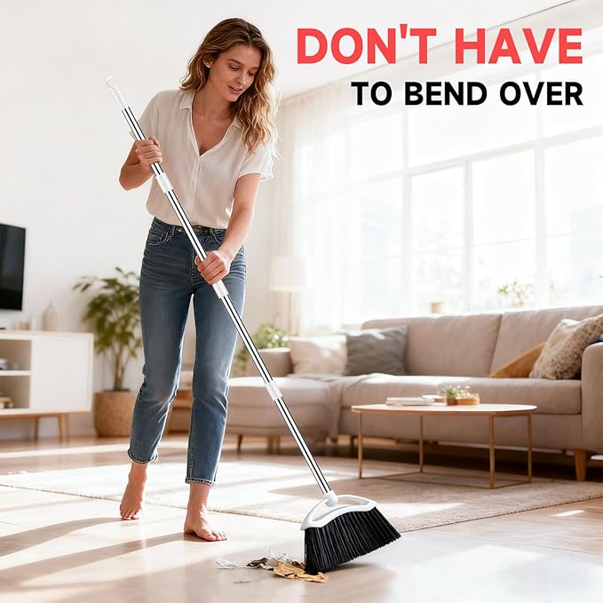 Heavy Duty Broom & Disposable Toilet Brush, 14 Refills Toilet Bowl Cleaner Wand, Toilet Cleaner Brush Toilet Cleaning System for Bathroom Cleaning (Black)