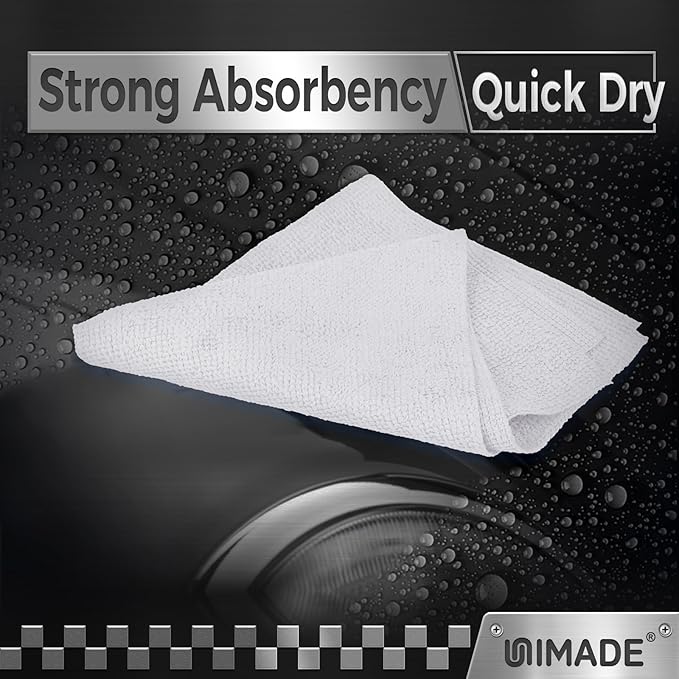 UNIMADE Microfiber Cleaning Cloth, 24 Pack Reusable Microfiber Towels for Cars Lint Free Cleaning Shop Towel Rags for Home Kitchen Automotive Bar Mechanic Restaurant Garage, 11"x 12", White