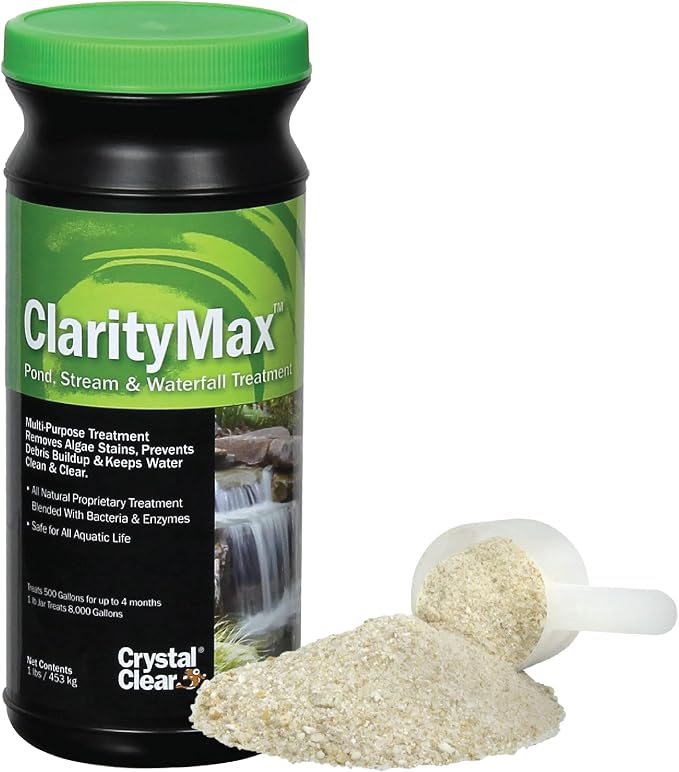 CrystalClear ClarityMax Pond Clarifier, All-in-One Natural Treatment, 1 LB | Beneficial microbes and enzymes provide max clarity, remove algae stains, and keep water gardens koi fish & pet safe