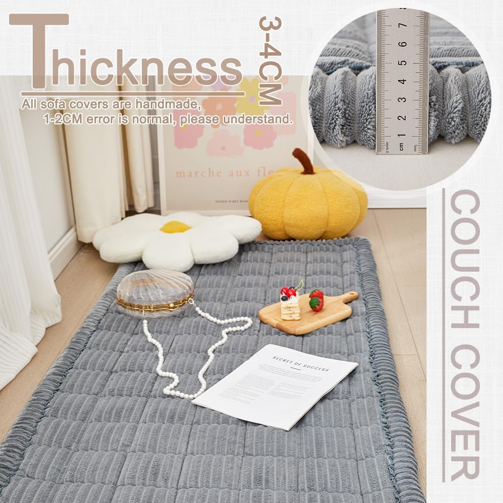 Couch Cover for Dogs Washable, Fuzzy Pet Couch Covers for 3 Cushion Sofa Pet Friendly, Non Slip Sofa Cover (Blue-Grey, 27.6" x 59"/70 x 150cm)