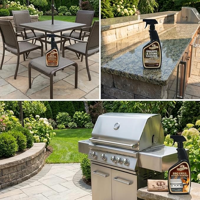 Parker & Bailey Ultimate Home & Outdoor Cleaning Bundle – Grill Cleaner & Degreaser, Granite & Stone Countertop Cleaner, Patio Furniture & Cushion Cleaner with UV Protectant – Kitchen, BBQ, Outdoor Su