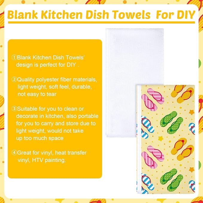 Patelai 6 Pieces Sublimation Dishtowel Absorbent Multi Purpose Kitchen Dish Towels Blank DIY Dishcloth Bathroom Towel for Fall Christmas Kitchen Home Decor,16 x 24 Inch