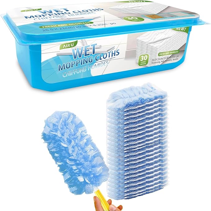 1 Handle with 30 Count Duster Refill for Swiffer Duster + 30 Count Wet Pads Refill for Swiffer Sweeper Mop