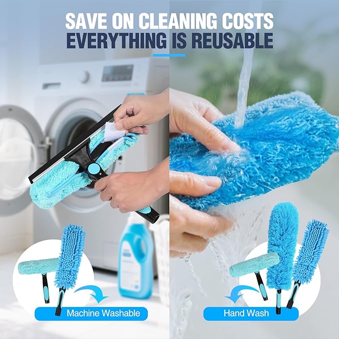 Lineslife Dusters for Cleaning, Microfiber Feather Duster 3-in-1 Kit, Duster, Cobweb Duster, Microfiber Dusters for High Ceilings and Fans, Blinds, Cars and Furniture