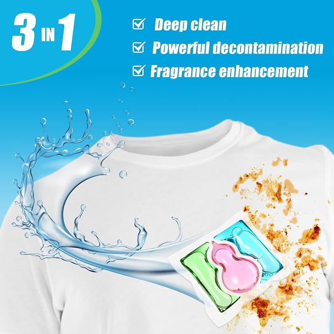 160 Count Laundry Detergent Pods Bulk 3 in 1 Washing Machine Detergent Pods Ultra Concentrated Tackles Tough Odors, Remover Powerful Decontamination, Fragrance Enhancement