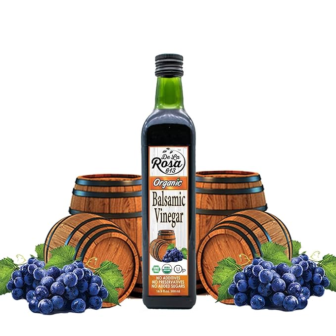 De La Rosa Organic Balsamic Vinegar, Kosher for Passover, Vegan & Gluten Free, Balsamic Vinegar Dressing for Salads and Marinades, 16.9 oz (Pack of 2)