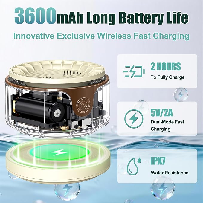 Fruit and Vegetable Washing Machine,Waterproof Fruit and Vegetable Cleaner, Latest Titanium Electrolysis Purification Wireless Charging Suitable for Washing Fresh Produce (Khaki)