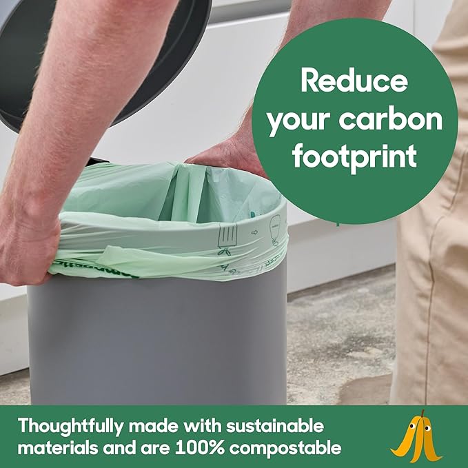 Compostic Home Compostable Trash Bags, 2.99 Gallon Small Kitchen Rubbish Bags, Extra Strong & Quickly Breaks Down, 50 Count