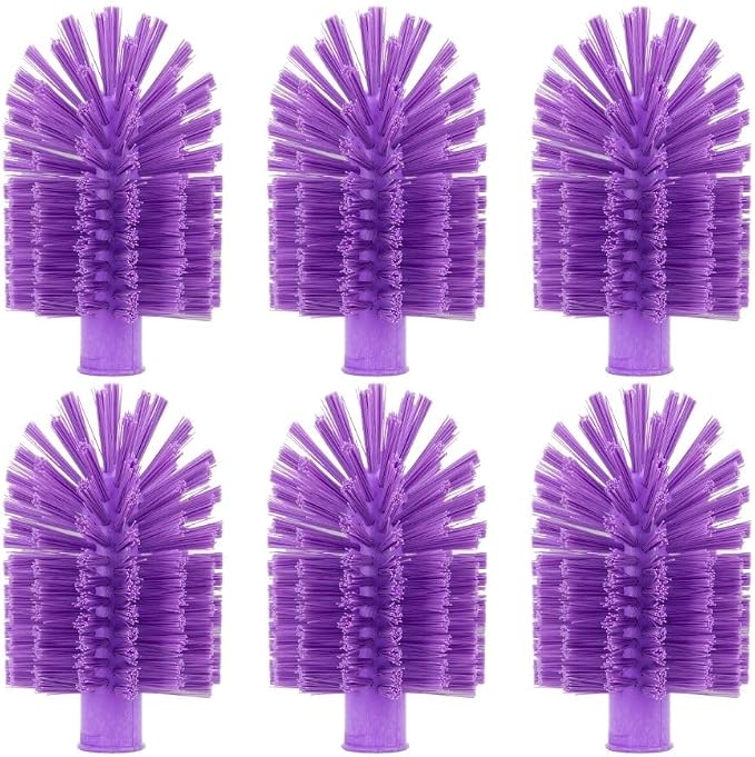 SPARTA Industrial Tank Brush Head Pipe Brush Head, Drain Brush with 3/4" Thread Hole (Handle Not Included) for Commercial Use, Plastic, 4 x 7.1 Inches, Purple (Pack of 6)