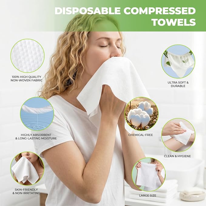 60 Pcs Compressed Face Towel Refills (3 Tubes) - 100% Viscose Fiber, Disposable Plant-Based Pucks for Hot Towel Dispenser and Smart Face Heater Machine, Daily Skincare Bathroom Spa