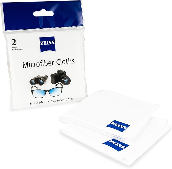 ZEISS Pre-Moistened Lens Wipes, 600 Count + Microfiber Lens Cleaning Cloths, Pack of 2 Jumbo Size