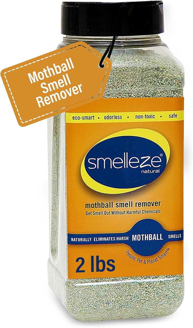 SMELLEZE Natural Mothball Smell Remover Deodorizer: 2 lb. Granules Gets Mothball Fumes & Odor Out