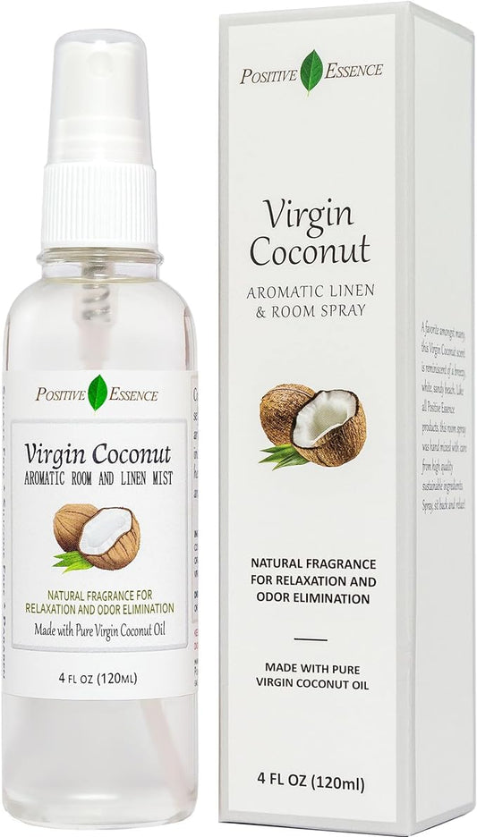 Virgin Coconut Linen and Room Spray, Natural Aromatic Mist Made with Pure Virgin Coconut Oil, Relax Your Body & Mind, Perfect as a Bathroom Air Freshener Odor Eliminator