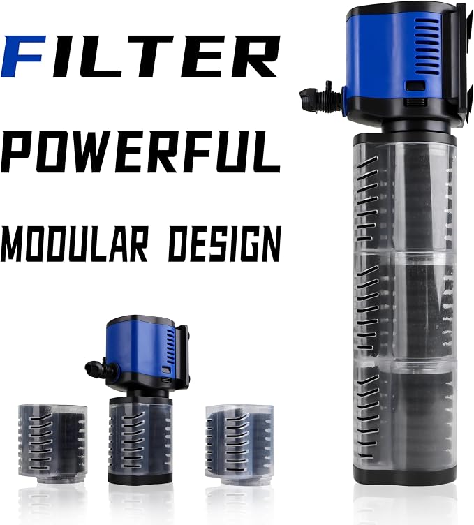 coospider-repta Aquarium Filter for 100-300 Gallons Tank, Powerful 660GPH Internal Fish Tank Filter, Pump Submersible Filter with Sponge for Large Fish Tanks, Turtle Tanks