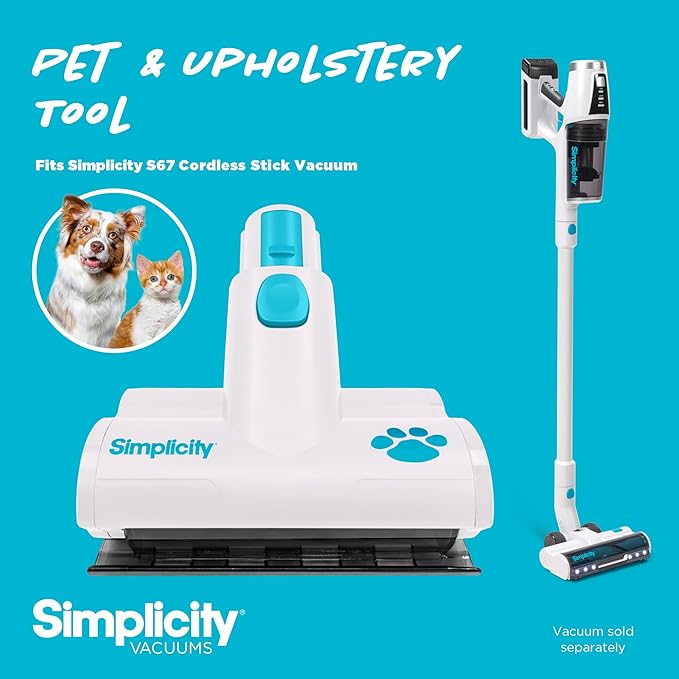 Pet and Upholstery Tool S67TURBO, Motorized Accessory Only for the S67 Cordless Stick and Hand Vacuum, Ideal for Cleaning Pets Hair, Stairs, Furniture, Cars, and More