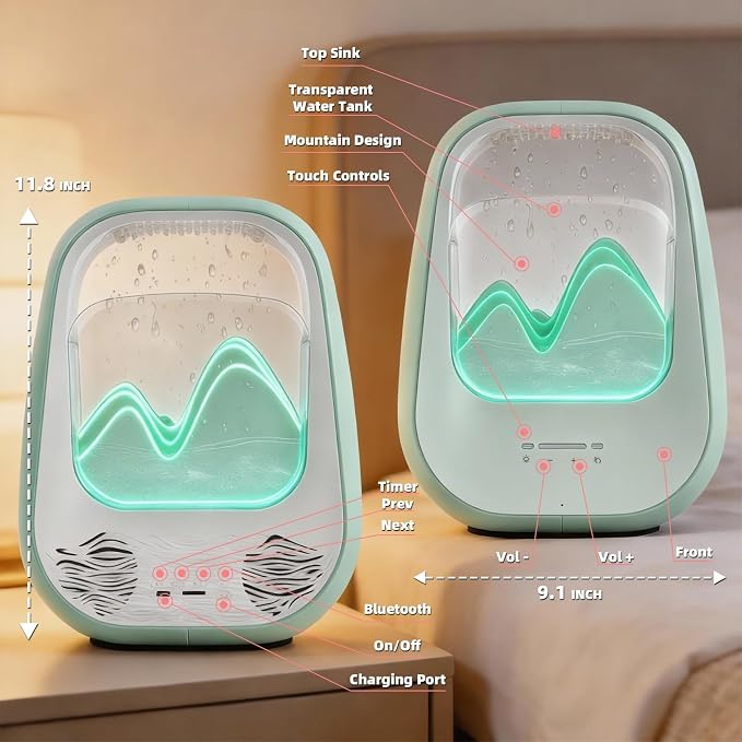 8-in-1 White Noise Sound Machine with Rain Drop Real Sound, Green | Sound Machine with Aroma Diffuser for Sleeping, Stress Relief, Night Light Timer for Bedroom Office Home Hotel SPA Decor