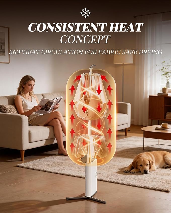 Portable Dryer for Clothes, 3/6/9-Hr Timer, Fragrance Disc, UV Care Light | Mini Compact Foldable Clothes Dryer Machine, Low Noise, Energy Saving, for Laundry Apartment RV Hotel Dorm