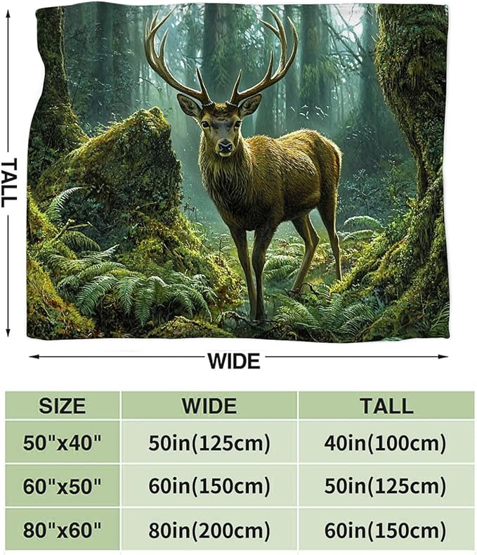 Tijuboni Forest Elk Deer Throw Blanket Deer Gifts for Girls Boys Women Men Kids Adults Soft Flannel Fleece Blanket for Couch Sofa Bed Home Decor 50"x60"