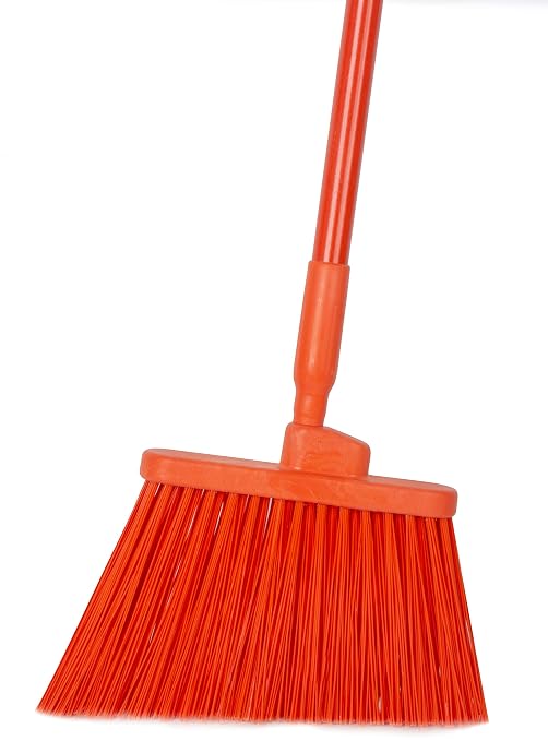SPARTA 41083EC24 Plastic Color Coded Broom, Unflagged Bristles, Long Broom With Angled Head For Small Debris Cleaning, 56 Inches, Orange, (Pack of 12)